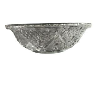 Vintage Kig Indonesia Candy Bowl Dish Hearts And Roses Clear Round Pressed Glass